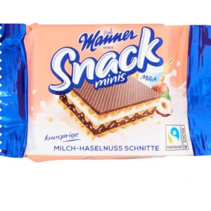 Manner Snack Minis ropogós ostyaszelet mogyorós és tejes krémmel töltve kakaós bevonómasszában 25 g