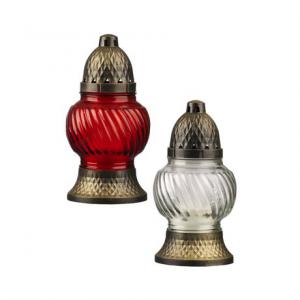 Mécses üveg 21cm 50g 10-14h átlátszó/piros