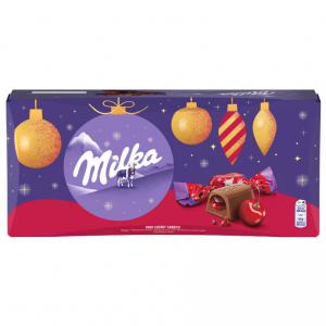 Milka alpesi tej felhasználásával készült tejcsokoládé szaloncukor meggyízű 255 g