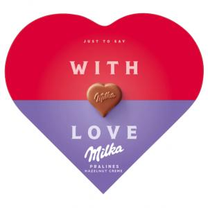 Milka I love Milka alpesi tejcsokoládé praliné mogyorós krémtöltelékkel 44 g