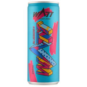Watt kékáfonya ízű szénsavas energiaital koffeinnel és vitaminokkal 250 ml