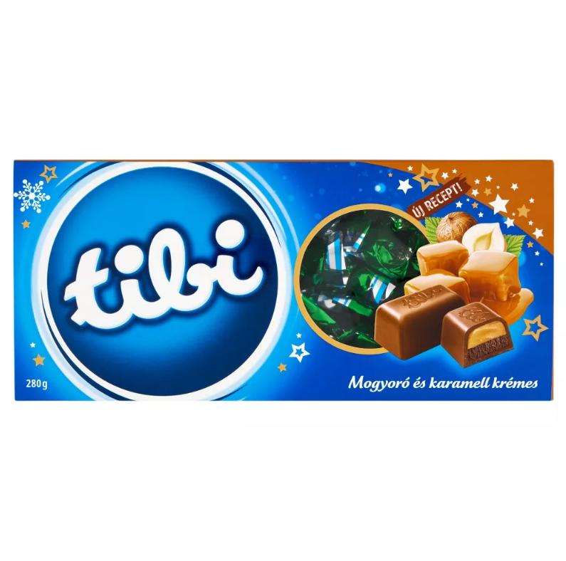 Tibi szaloncukor 280g mogyoró és karamell krémmel tejcsokoládé