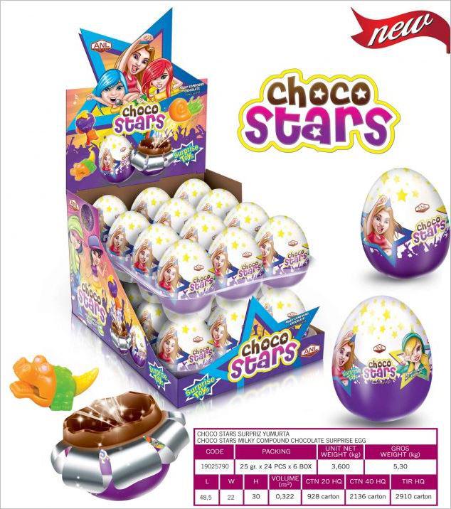 Tojás kakaós tejm. Játékkal Choco Stars ANL
