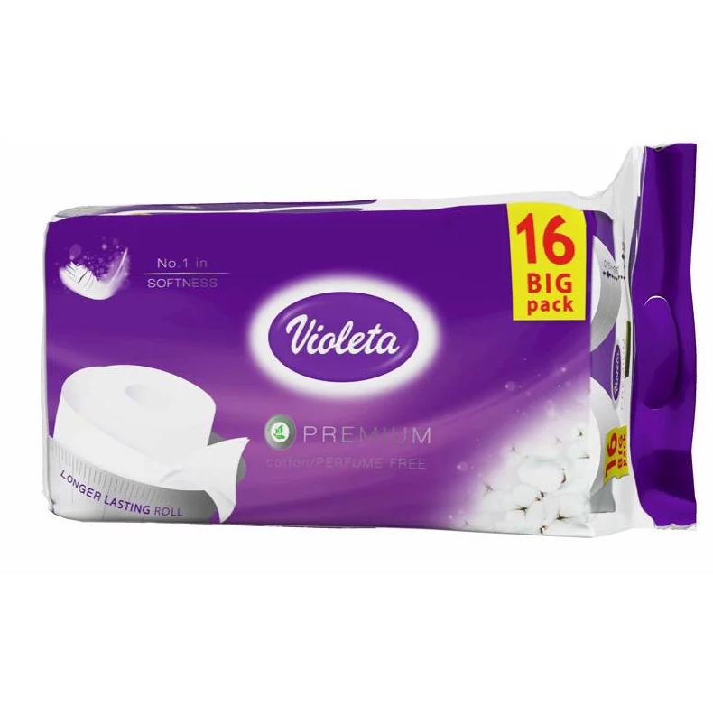 VIOLETA prémium toalettpapír, 3 rétegű, 16 darabos - illatmentes