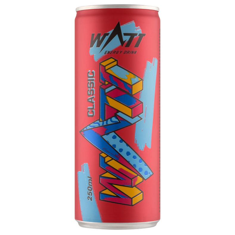 Watt Classic tuttifrutti ízű szénsavas energiaital koffeinnel és vitaminokkal 250 ml