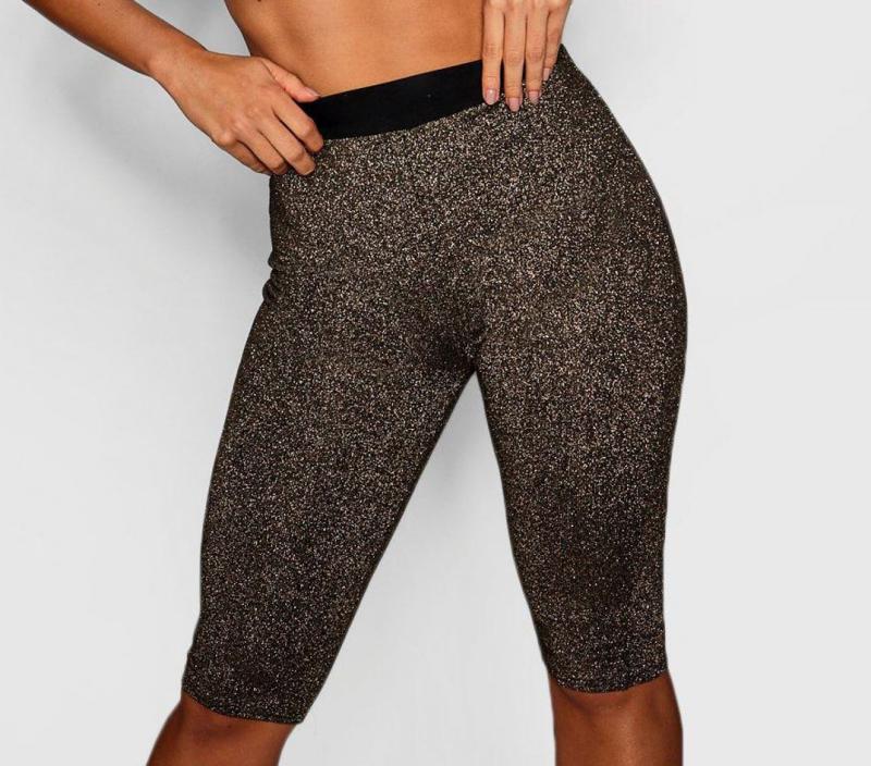 38-as/S-es arany színű, csillogós biciklis rövidnadrág, rövid leggings