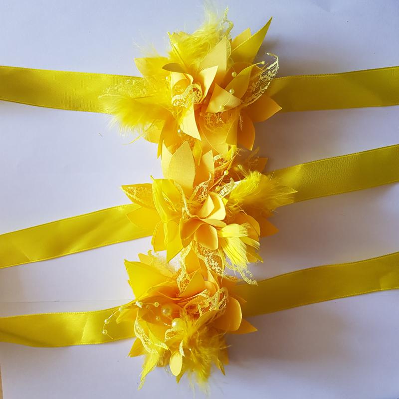 3db-os sárga színű gyöngyös virágos csuklódísz szett