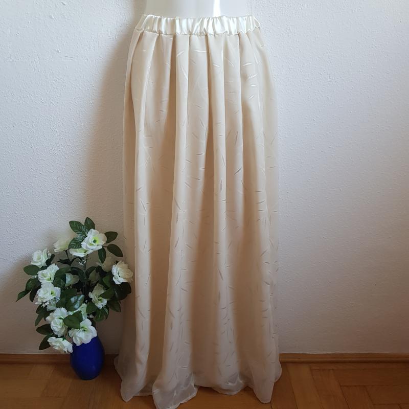 Ekrü színű hímzett muszlin maxi szoknya