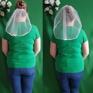 1 rétegű, szatén szélű, EKRÜ MINI menyasszonyi fátyol (2.2)