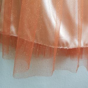 2 rétegű narancs színű, csillogós midi tüll szoknya