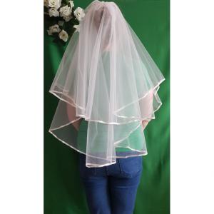 2 rétegű, szatén szélű HÓFEHÉR menyasszonyi fátyol (22.1)