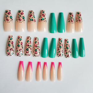 24db-os szűkített négyzet alakú DIY műköröm szett folyékony ragasztóval – párduc mintás