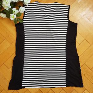 2XL-es fekete-fehér csíkos tunika, hosszított póló, ujjatlan felső