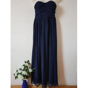 34-es/S-es sötétkék estélyi sifon ruha, koszorúslány maxi ruha