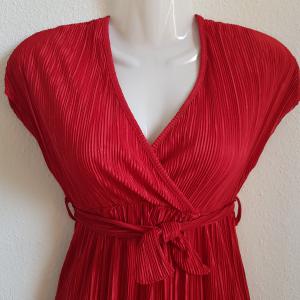 36-os/S-es pliszírozott piros midi ruha / kismama ruha