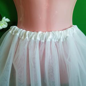 4 rétegű hófehér pörgős tüll szoknya szatén derékkal