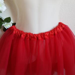 4 rétegű piros pörgős tüll szoknya szatén derékkal