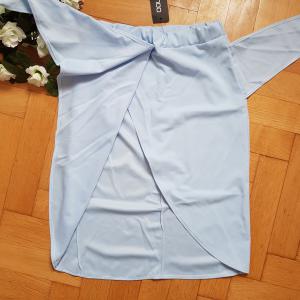 40-es/M-es égszínkék átlapolós, megkötős szoknya