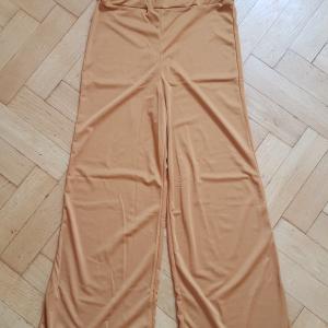 40-es/M-es mustársárga szett: félvállas crop top + wide nadrág