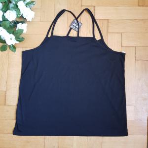 42-es/XL-es fekete színű, dupla spagettipántos, rojtos póló, felső