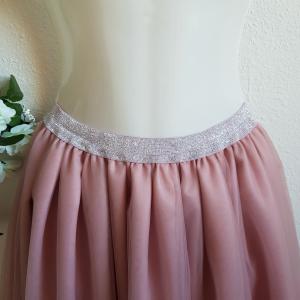 5 rétegű átmenetes púder maxi tüll szoknya csillogós derékkal