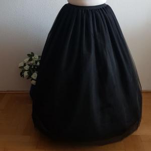 5 rétegű fekete maxi tüll szoknya