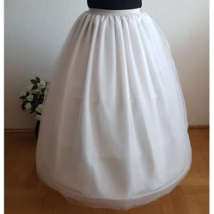 5 rétegű hófehér maxi tüll szoknya csillogós derékkal