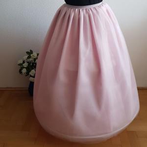 5 rétegű rózsaszín maxi tüll szoknya csillogós derékkal