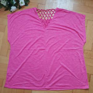 54-os/3XL-es csomózott háló díszes rövid ujjú póló, felső
