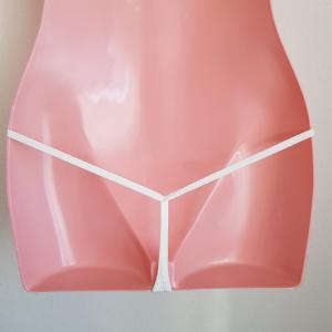 Állítható derekú, fehér pamut tanga bugyi