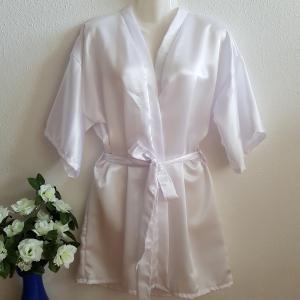 Arany menyasszony feliratos hófehér szatén köntös – kb. 4XL-es