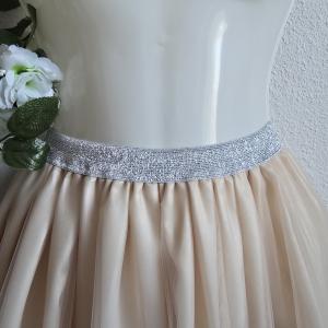 Arany színű tüll szoknya, 5 rétegű maxi alsószoknya csillogós derékkal