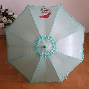 Baba mintás fodros félautomata gyerek esernyő síppal – menta-piros