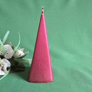 Bordó színű, csillogós karácsonyfadíszes, kúp alakú karácsonyi gyertya