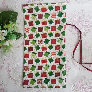 Csillogó szalagos ajándékdoboz mintás zsák, textil ajándéktasak pezsgőkhöz