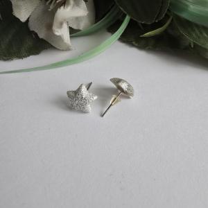 Csillogós ezüstszínű, mini csillag alakú fülbevaló