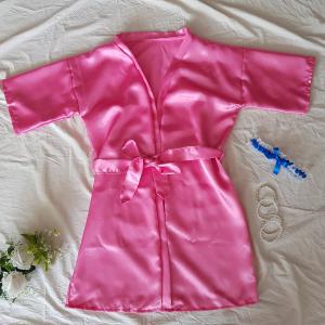 Egyszínű rózsaszín szatén köntös – kb. L-es