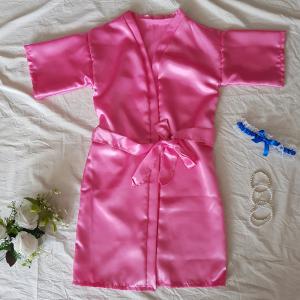Egyszínű rózsaszín szatén köntös – kb. S-es