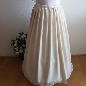 Ekrü színű hímzett muszlin maxi szoknya