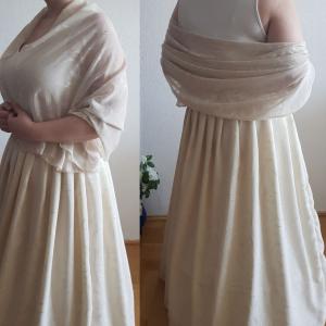 Ekrü színű hímzett muszlin sál, kendő, vállkendő, stóla