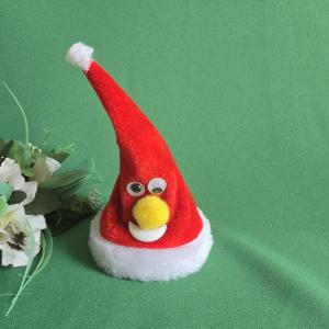 Éneklő, mozgó mosolygós mikulássapka dísz, karácsonyi asztaldekoráció
