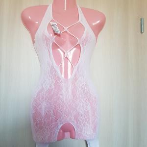 Fehér Bodycon testhezálló egész alakos necc ruha / body, testharisnya