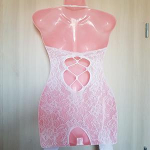 Fehér Bodycon testhezálló egész alakos necc ruha / body, testharisnya