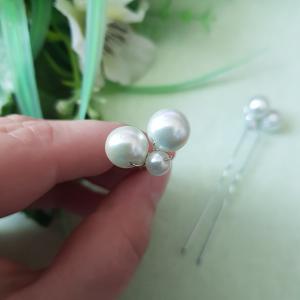 Fehér gyöngyös menyasszonyi hajtű, drótos hajdísz