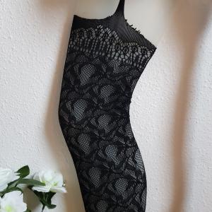 Fekete Bodycon testhezálló necc ruha / body, testharisnya