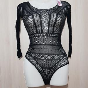Fekete Bodycon testhezálló necc ruha / hosszú ujjú body