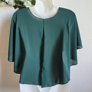 Fenyőzöld színű muszlin pelerin, válltakaró