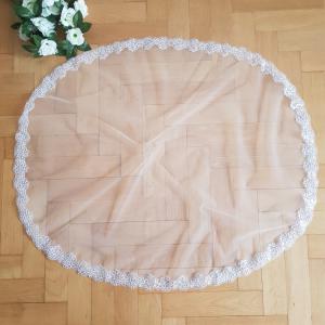 Flitteres, csipkés szélű, Fésű nélküli HÓFEHÉR menyasszonyi spanyol fátyol (58.1)