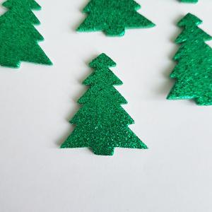 Glitteres fenyőfa alakú pufi matrica, öntapadós karácsonyi dísz DARABRA