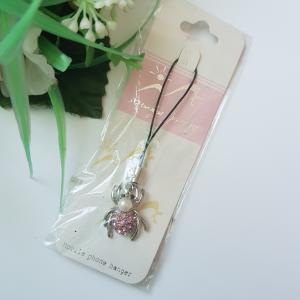 Gyöngyös, rózsaszín strasszköves, pók alakú mobildísz, függődísz, táskadísz